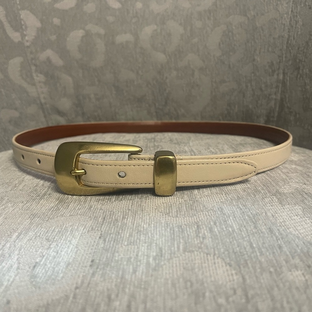 Coach Cream/Bone Belt with Gold Buckle